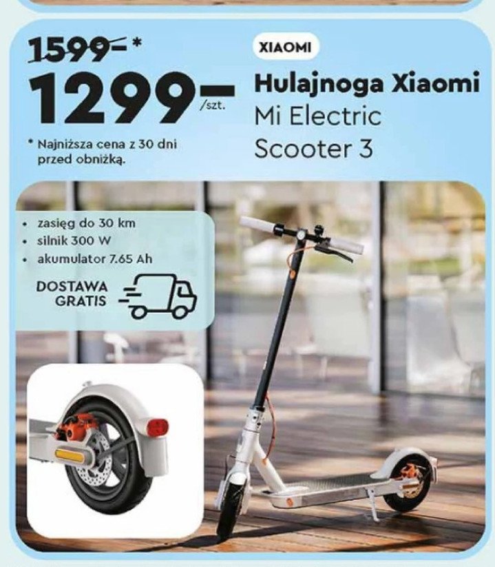 Hulajnoga mi electric scooter 3 ne szara Xiaomi promocja w Biedronka