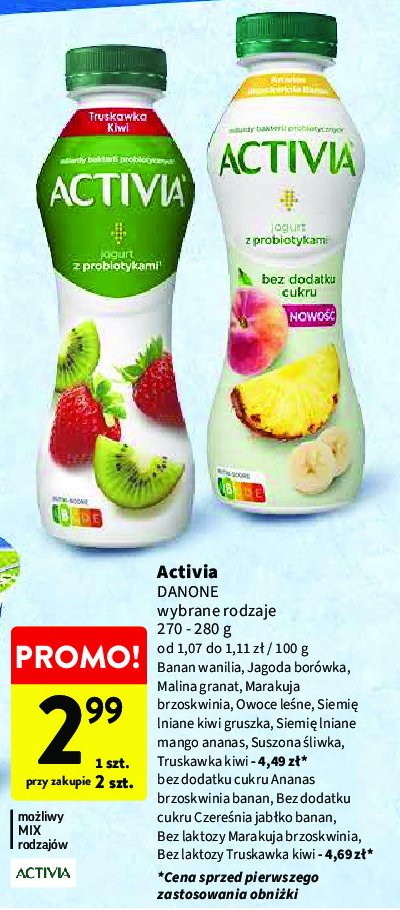 Jogurt siemię lniane mango-ananas Danone activia promocja