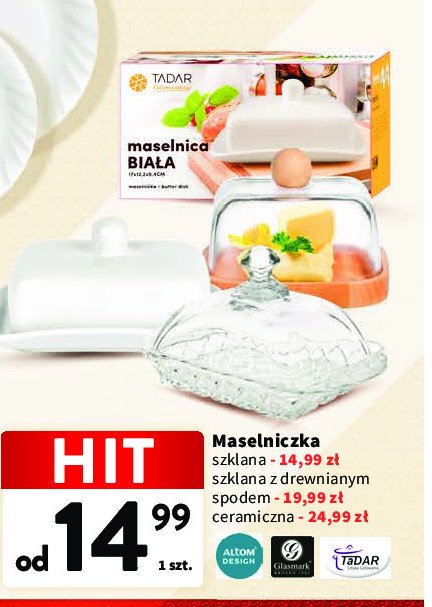 Maselnica szklana z drewnianym talerzykiem promocja