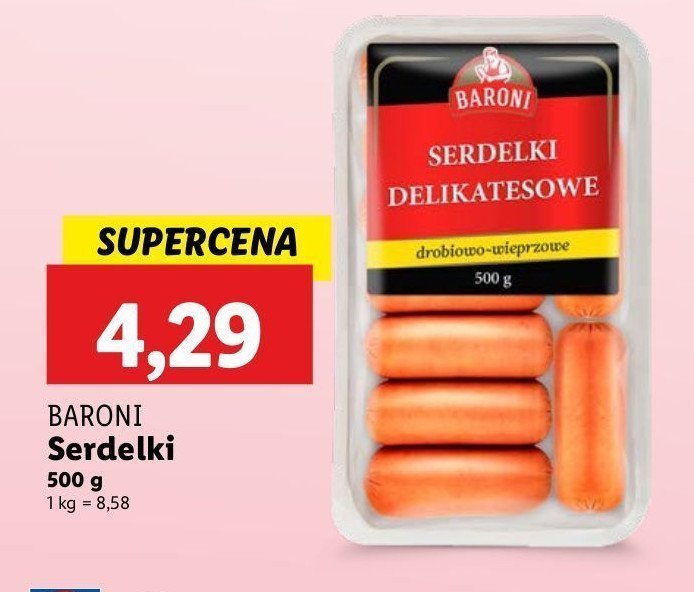 Serdelki delikatesowe drobiowo-wieprzowe Baroni promocja