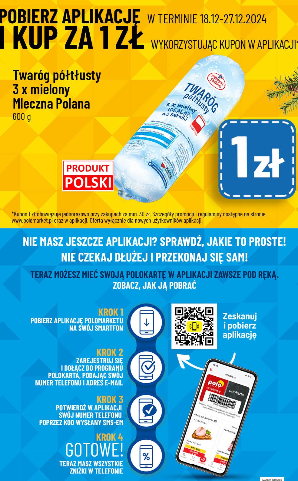 Twaróg półtłusty 3x mielony Mleczna polana promocja w POLOmarket