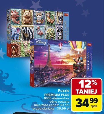 Puzzle PREMIUM PLUS 1000 elementów różne rodzaje promocja w Carrefour