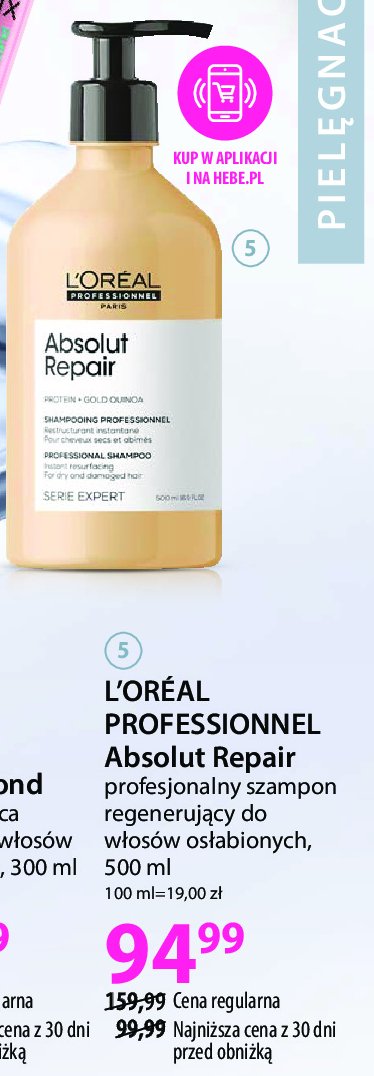 Szampon do włosów regenerujący L'oreal absolut repair promocja w Hebe