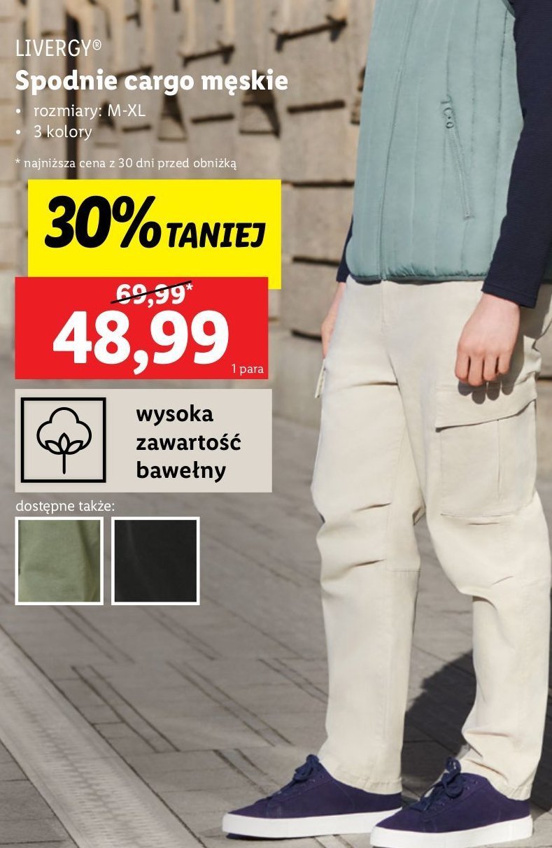 Spodnie męskie cargo m-xl Livergy promocja w Lidl