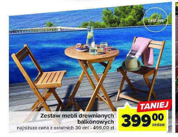 Zestaw balkonowy st贸艂 + 2 krzes艂a promocja