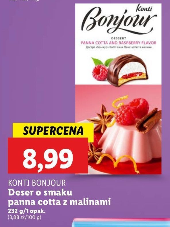 Deser bonjour panna cotta i malina Konti promocja