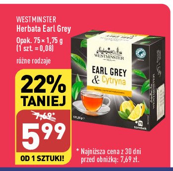 Herbata cytrynowa Westminster earl grey promocja