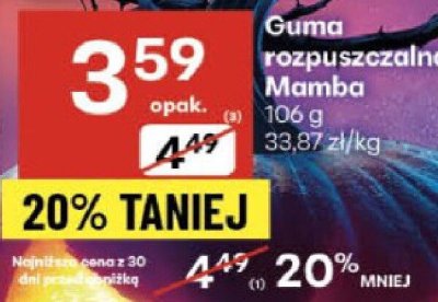 Guma rozpuszczalna Mamba promocja w Delikatesy Centrum