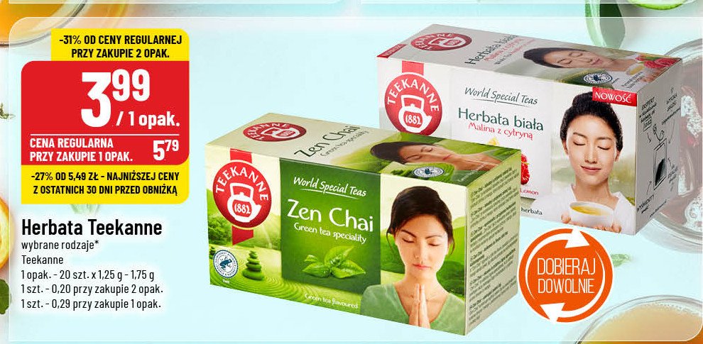 Herbata white malina z cytryną Teekanne world special teas promocja w POLOmarket