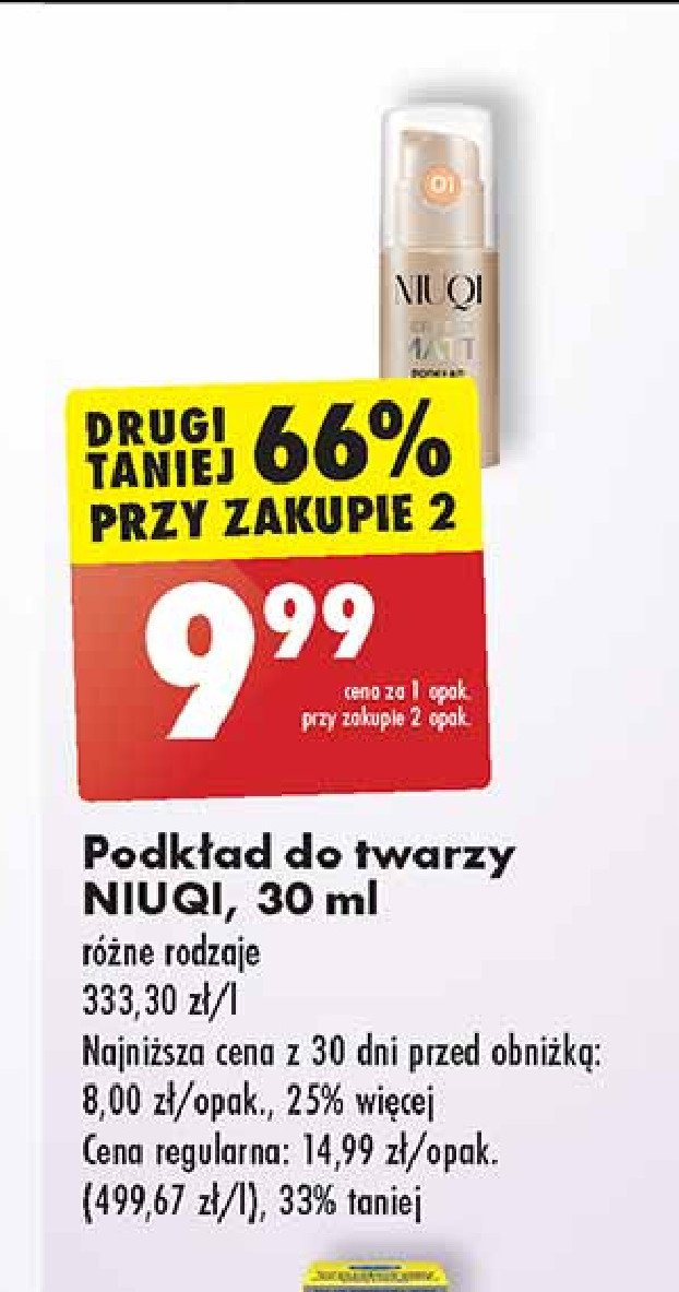 Podkład do twarzy 01 Niuqi promocja w Biedronka