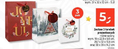 Zestaw 3 torebek prezentowych różne wzory, wym. 19 x 22,9 x 9,8 cm, 26,7 x 32 x 13,6 cm oraz 30 x 39 x 14,2 cm promocja w Dealz