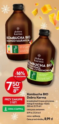 Kombucha BIO Dobra Karma brzoskwinia & trawa cytrynowa, mango & marakuja, różana 330ml promocja w Żabka