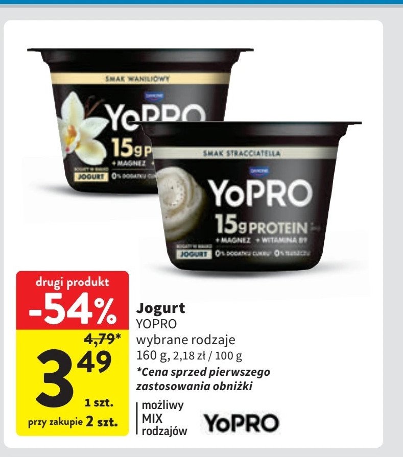 Jogurt proteinowy straciatella Danone yopro promocja w Intermarche