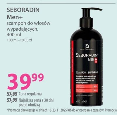 Szampon do włosów wypadających SEBORADIN Men+ promocja w Hebe