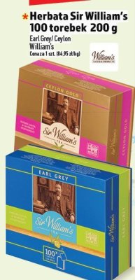 Herbata Sir William's Earl Grey/Ceylon 100 torebek 200g promocja w TOPAZ