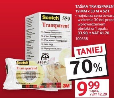 Taśma transparentna 19mm x 33m 5 szt. Scotch promocja w Selgros