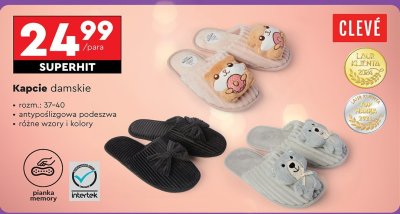 Kapcie damskie Clevé promocja w Biedronka