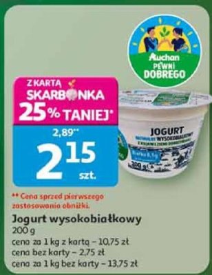 Jogurt wysobiałkowy 200 g promocja w Auchan