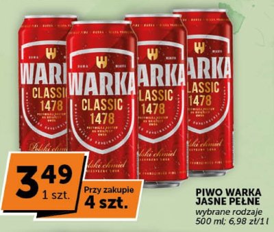 Piwo Warka Jasne Pełne wybrane rodzaje promocja w Groszek