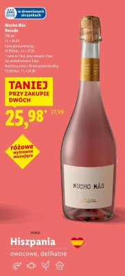 Wino musujące Mucho Más Rosado różowe wytrawne promocja w Lidl