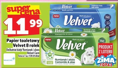 Papier toaletowy Velvet 8 rolek promocja w TOPAZ