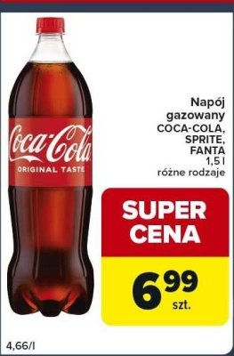 Napój gazowany COCA-COLA, SPRITE, FANTA 1,5l promocja w Globi