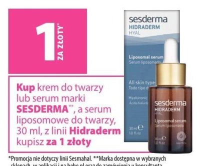 Krem do twarzy lub serum SESDERMA lub serum liposomalny Hidraderm 30 ml promocja w Hebe