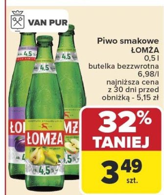 Piwo smakowe ŁOMŻA 0,5l butelka bezwzrotna promocja w Carrefour
