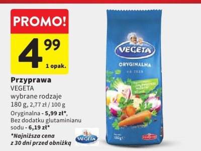 Przyprawa VEGETA Oryginalna, Bez dodatku glutaminianu sodu promocja w Intermarche