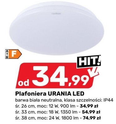 Plafoniera URANIA LED śr. 26 cm, moc: 12 W, 900 lm promocja w Bricomarche