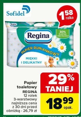 Papier toaletowy REGINA 12 rolek 3-warstwowy promocja w Carrefour Market