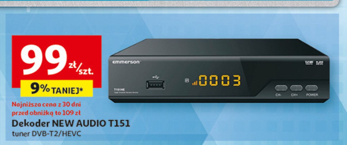 Dekoder t2 h.256 t151 new audio Emmerson promocja w Auchan