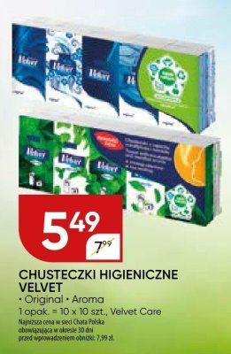 Chusteczki higieniczne Velvet promocja w Chata Polska