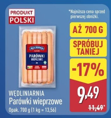 Parówki wieprzowe  promocja w Aldi