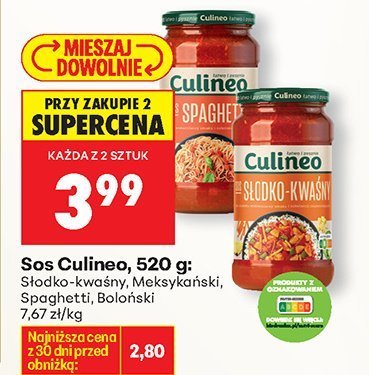 Sos Culineo, 520 g: Słodko-kwaśny, Meksykański, Spaghetti, Boloński promocja w Biedronka