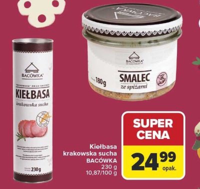 Kiełbasa krakowska sucha BACÓWKA 230g promocja w Carrefour Market