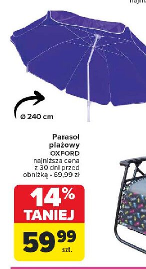 Parasol plażowy oxford 240 cm promocja w Carrefour