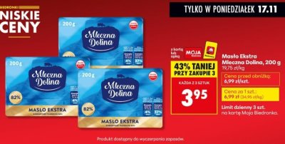 Masło Ekstra Mleczna Dolina, 200 g promocja w Biedronka