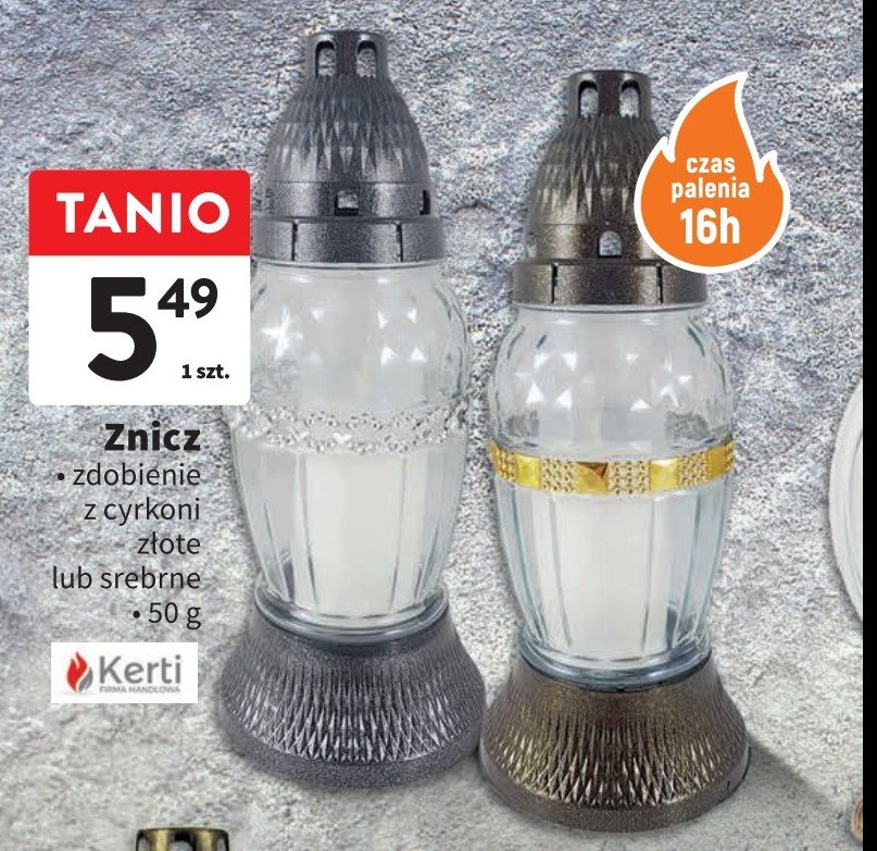 Znicz ze zdobieniem srebrnym 16h KERTI promocja