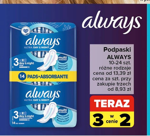 Podpaski ALWAYS ULTRA DAY & NIGHT promocja