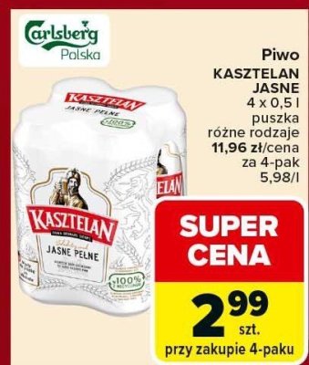 Piwo KASZTELAN JASNE promocja w Carrefour