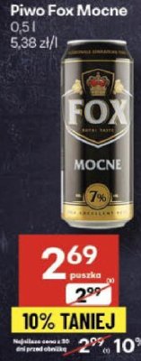 Piwo Fox Mocne butelka 0,5l promocja w Delikatesy Centrum