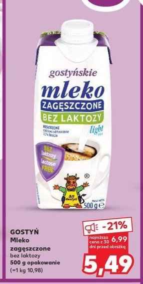 Mleko zagęszczone niesłodzone light bez laktozy Gostyń promocja