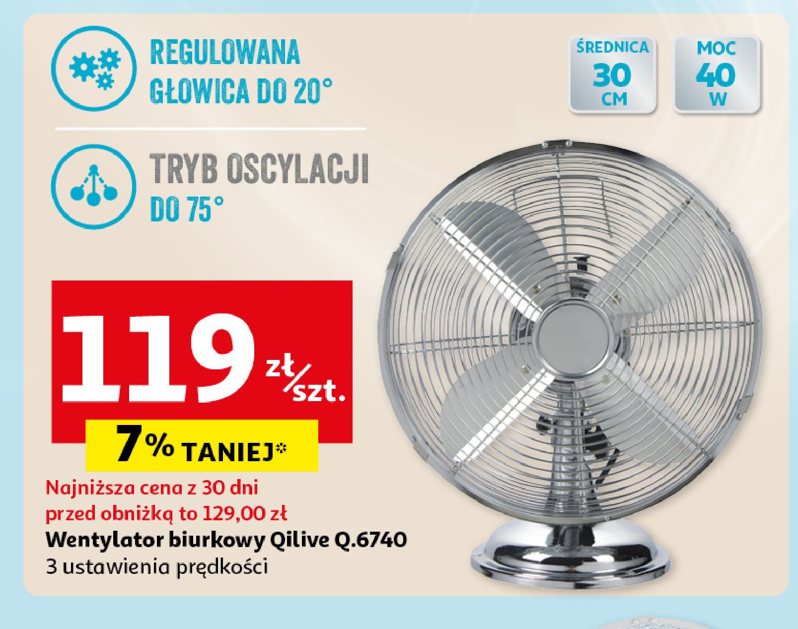 Wentylator biurkowy q.6740 Qilive promocja