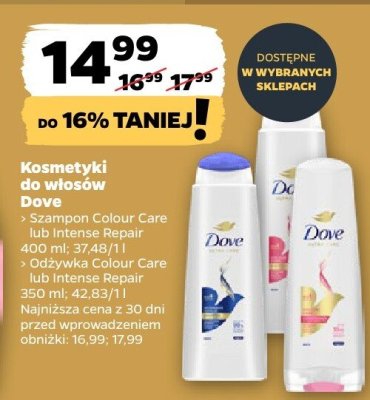 Kosmetyki do włosów Dove promocja w Netto
