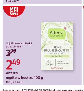 Mydło aloe vera Alterra promocja w Rossmann