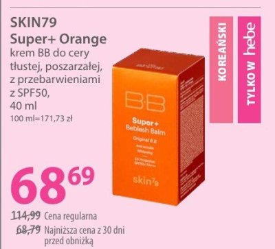 Krem BB SKIN79 Super+ Orange krem BB do cery tłustej poszu­rzałej z prebarwienia­mi SPF50 promocja w Hebe