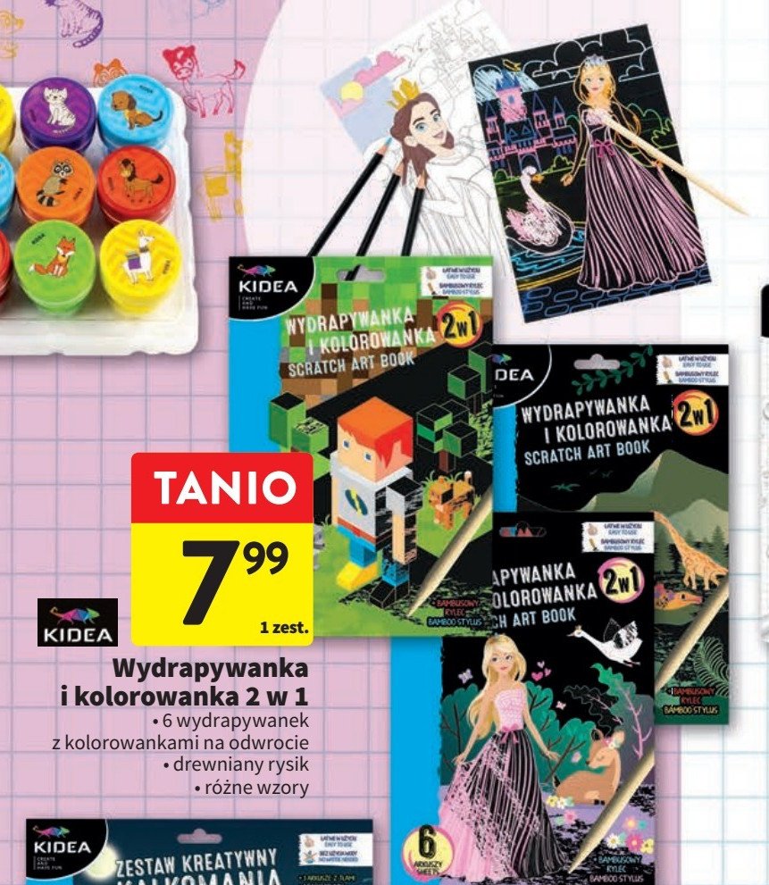 Wydrapywanka i kolorowanka 2w1 ksi臋偶niczki Kidea promocja