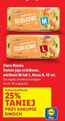 Jajka ściółkowe Złota Nioska świeże jaja ściółkowe, wielkość M lub L, klasa A, 10 szt. promocja w Lidl