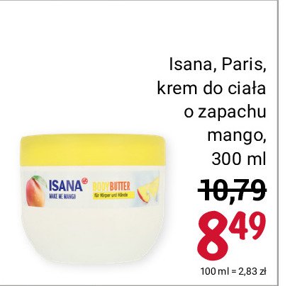 Krem do cia艂a paris o zapachu mango Isana promocja